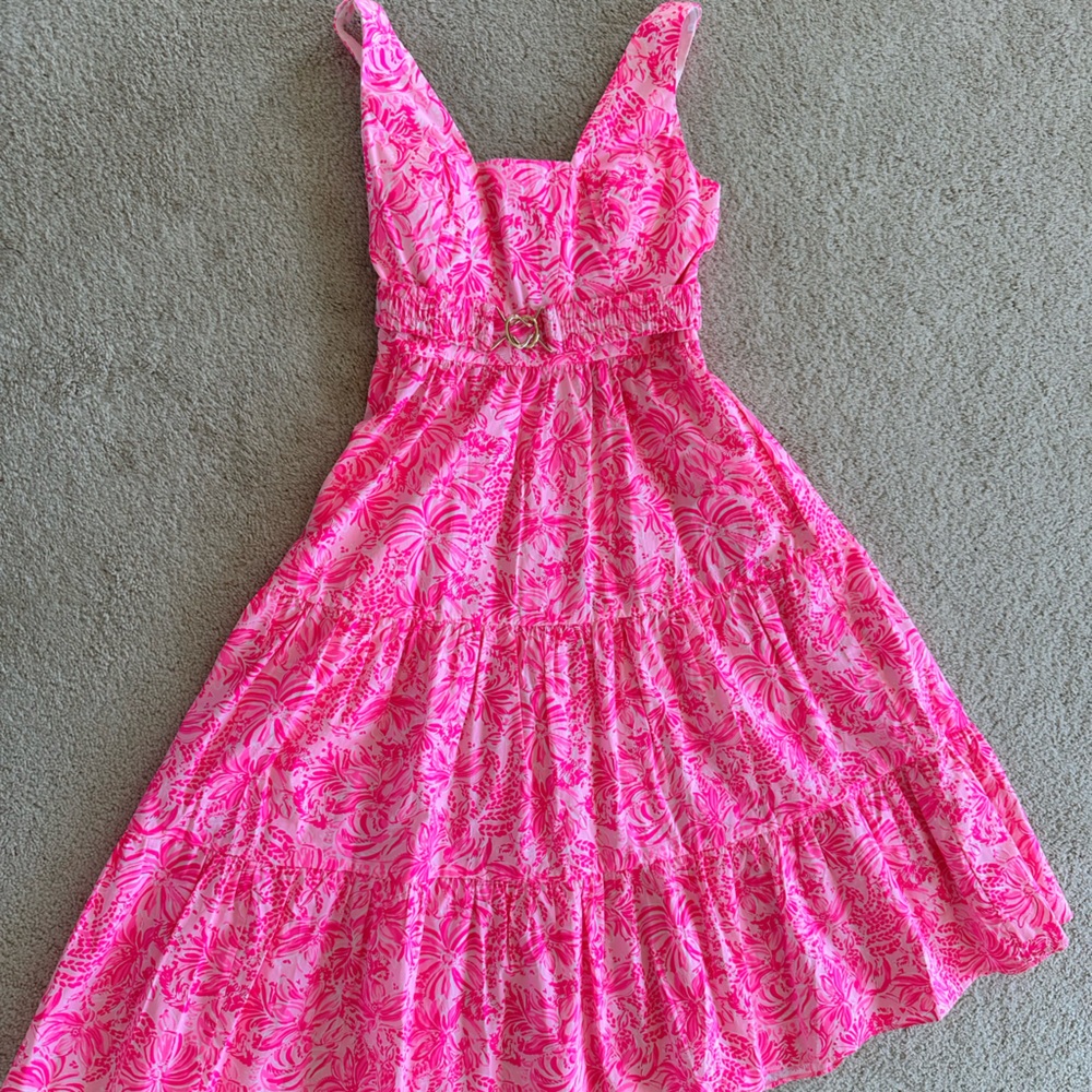 Lilly Pulitzer Pink Floral Sleeveless Midi Dress (NEW!)